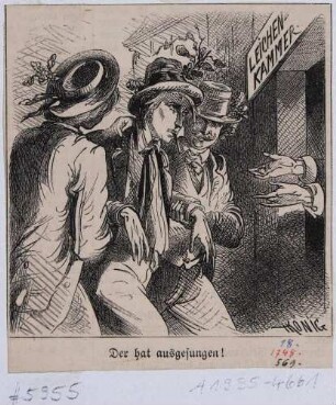 Karikatur zum Ersten Deutschen Sängerbundfest in Dresden 1865: "Der hat ausgesungen!"
