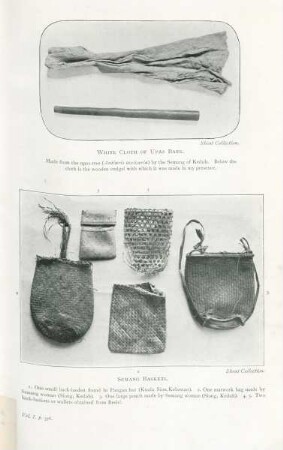 White cloth of Upas Bark. Semang baskets