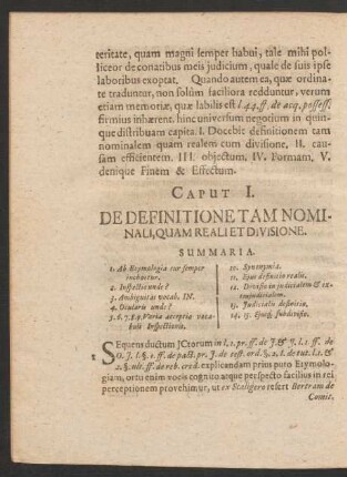 Caput I. De Definitione Tam Nominali, Quam Reali Et Divisione.