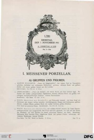 I. Meissener Porzellan. (No. 1-289)