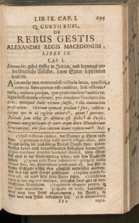 Q. Curtii Rufi, De Rebus Gestus Alexandri Regis Macedonum, Liber IX.