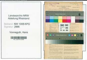 Entnazifizierung Hans Vonneguth , geb. 03.02.1910 (Angestellter)
