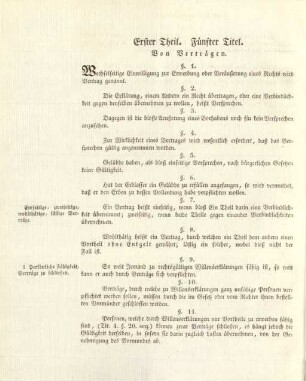 Erster Theil. Fünfter Titel. Von Verträgen
