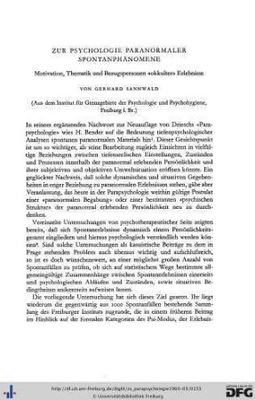 Gerhard Sannwald: Zur Psychologie parano,rmaler Spontanphänomene