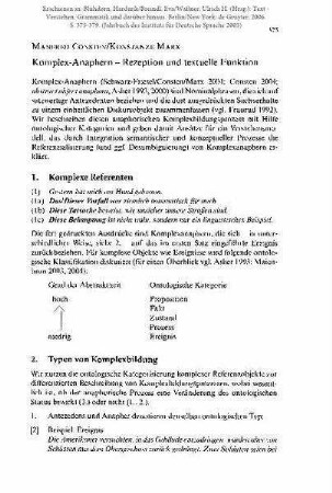 Komplex-Anaphern - Rezeption und textuelle Funktion