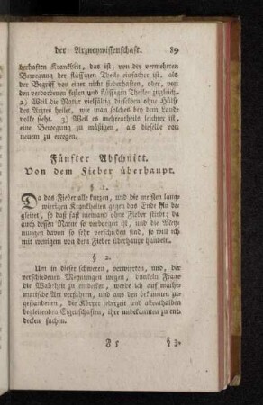 Fünfter Abschnitt. Von dem Fieber überhaupt.