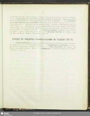 Lehrplan der Königlichen Gewerbzeichenschule im Schuljahre 1887/88
