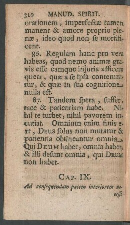 Cap. IX. Ad consequendam pacem interiorem necesse est ...
