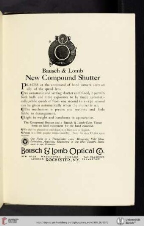 Bausch & Lomb Optical Co. [Compound Shutter]