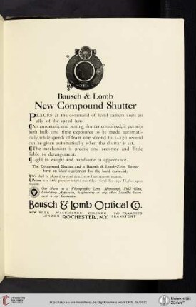 Bausch & Lomb Optical Co. [Compound Shutter]