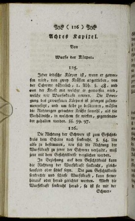 Achtes Kapitel. Von Wurfe der Körper.