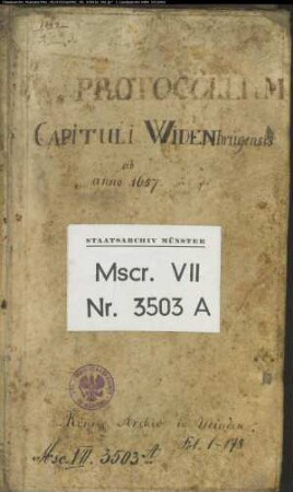 Protokollbuch des Kapitels der Kirche SS. Aegidius und Carolus in Wiedenbrück