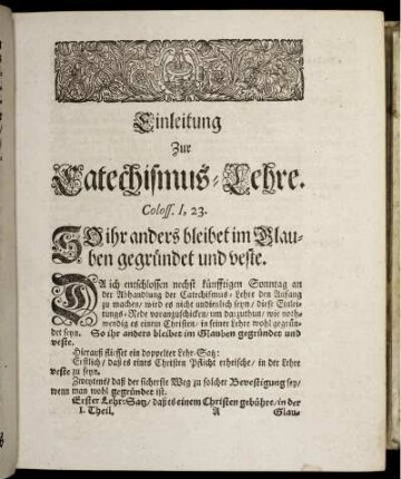 Einleitung Zur Catechismus-Lehre.