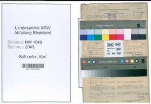 Entnazifizierung Karl Kalhoefer , geb. 05.11.1892 (Studienrat)