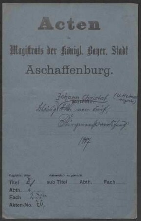 Bürgerrechtsverleihung an den Firmen-Mitinhaber der Fa. Meilhaus & Scheidig Johann Christof Scheidig aus Fürth
