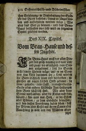 Das XIX. Capitel. Vom Brau-Hause und dessen Zugehör