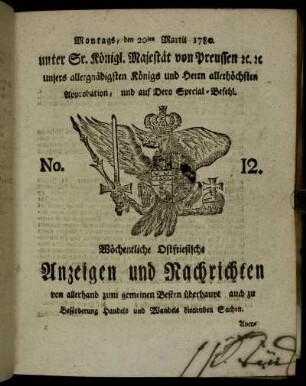 No. 12. Montags, den 20ten Martii 1780.