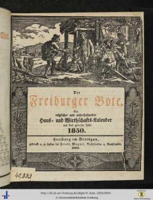 20. Jg.: Der Freiburger Bote: Ein nützlicher und unterhaltender Haus- und Wirthschaftskalender