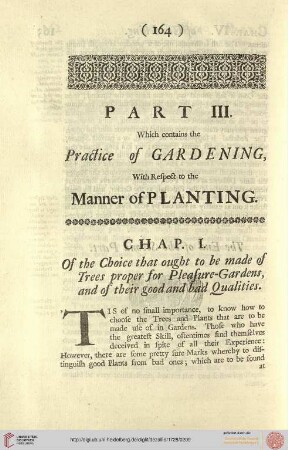 Part III: Practice of Gardening with respect to the Manner of Planting