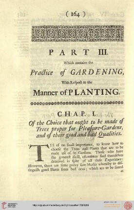 Part III: Practice of Gardening with respect to the Manner of Planting