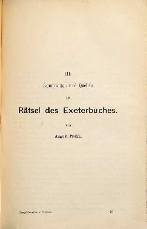Komposition und Quellen der Rätsel des Exeterbuches