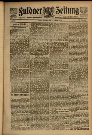 Erste Ausgabe vom Mittwoch, den 17. Januar 1906.