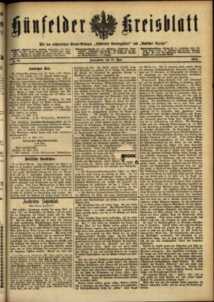 Ausgabe vom Samstag, den 18. Mai 1912.
