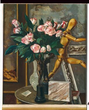 Stilleben mit Rosen und Mannequin