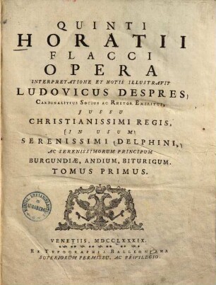Quinti Horatii Flacci opera, 1