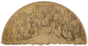 Orpheus in der Unterwelt, Bogenfeld. Karton zu den Deckenbildern der Münchner Glyptothek