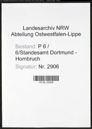 Heiratsregister Standesamt Dortmund-Hombruch (XXIII)
