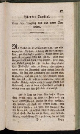 Viertes Capitel. Ueber den Umgang mit und unter Verliebten.