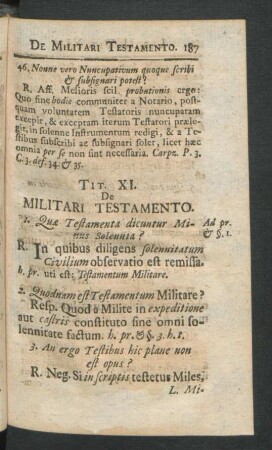 Tit. XI. De Militari Testamento