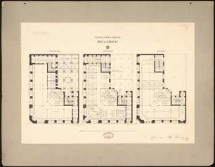 Haus für Mey und Edlich, Berlin: Grundrisse UG, EG, Mezzanin