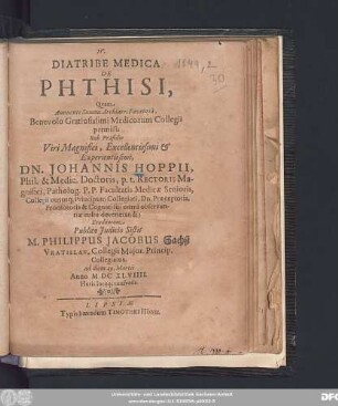 Diatribe Medica De Phthisi