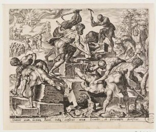 Gideon und seine Männer zerstören den Altar von Baal