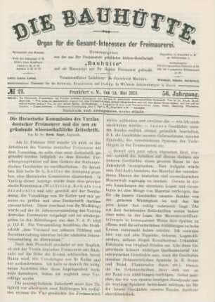 No. 21. Frankfurt a. M., den 24. Mai 1913. 56. Jahrgang.