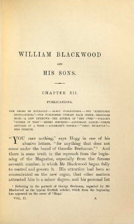 William Blackwood and His Sons, Their Magazine and Friends : Annals of a Publishing House, 2