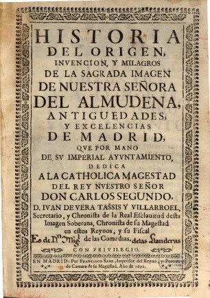 Historia del origen de la sagrada Imagen de Nuestra Señora del Almudena