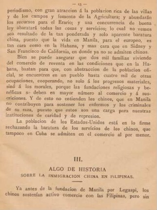 III. Algo de historia sobre la inmigracion China en Filipinas