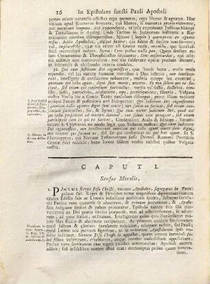 Commentarius Litteralis Et Moralis In Omnes Epistolas Sancti Pauli Apostoli, Et In VII. Epistolas Catholicas, 1