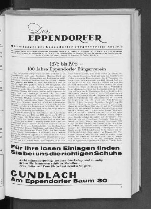 1875 bis 1975 - 100 Jahre Eppendorfer Bürgerverein