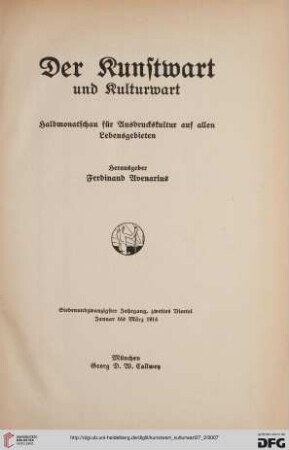 27,2: Kunstwart und Kulturwart