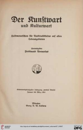 27,2: Kunstwart und Kulturwart