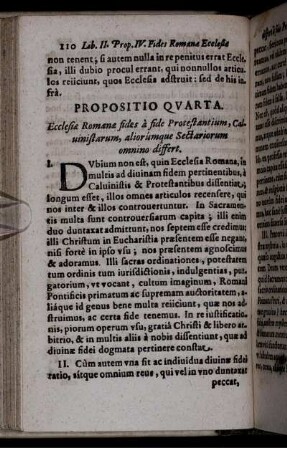 Propositio Quarta. Ecclesiae Romanae fides a fide Protestantium, Calvinistarum, aliorumque Sectariorum omnino differt