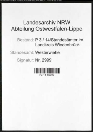 Sterberegister Standesamt Westerwiehe