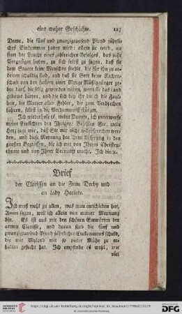 Brief der Clarissen an die Frau Derby und an Lady Hariote