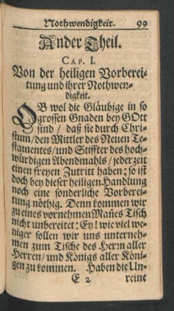 Cap. I. Von der heiligen Vorbereitung und ihrer Nothwendigkeit.