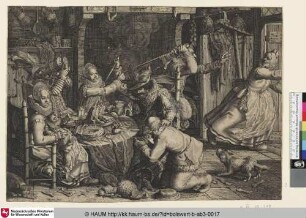 [Bauernvertreibung aus einem Haus während des Essens]