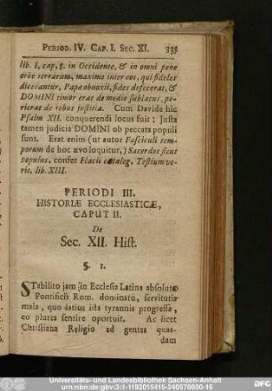Caput II. De Sec. XII. Hist.